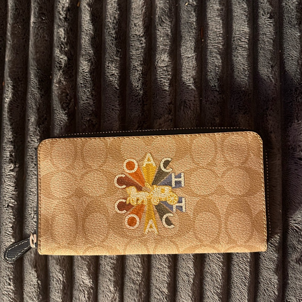 Coach Tan Multicolor Logo Wallet